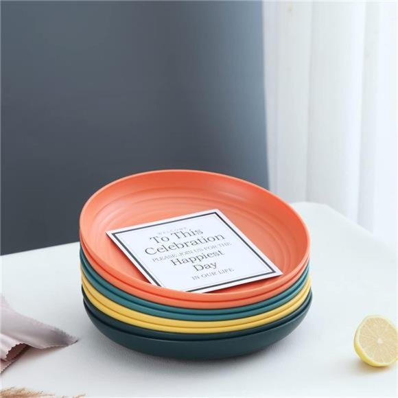 9 Inch Large Deep Plastic Plates 8 Pieces, Unbreakable And Reusable Light Weight - Picture 4 of 6